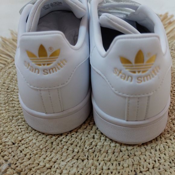 Adidas Originals Stan Smith CF White Cloud Gold Metallic Shoes Size 7 1/2 - Picture 5 of 11
